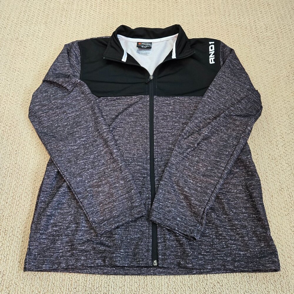 And1 Black and Gray Zip Up Mens Medium